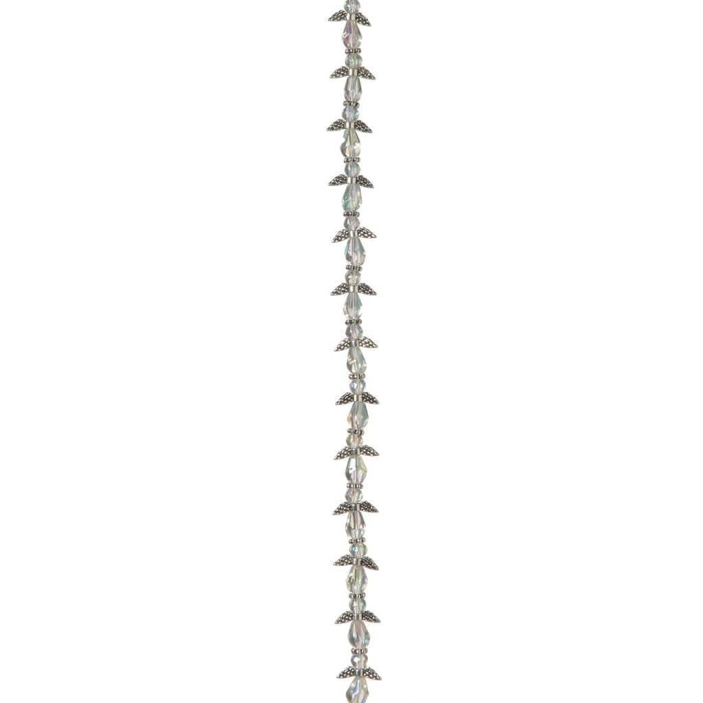 ANGEL WING BEAD STRAND SILVER CRYSTAL AB 10MM 