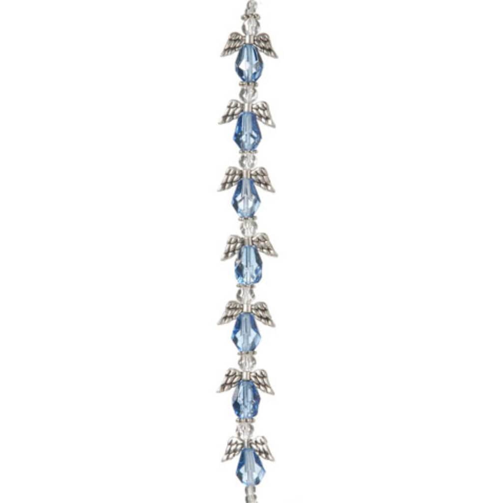 ANGEL WING BEAD STRAND SILVER LIGHT SAPPHIRE 