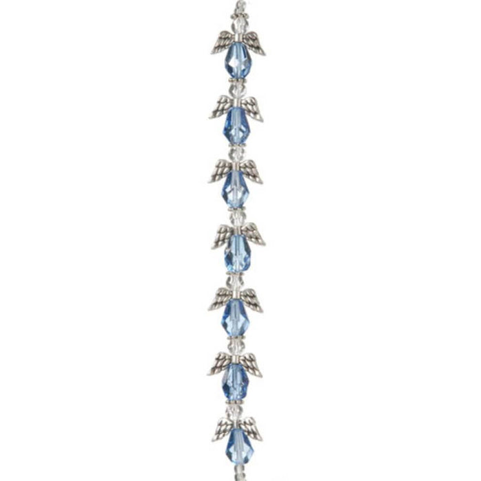 ANGEL WING BEAD STRAND SILVER LIGHT SAPPHIRE 