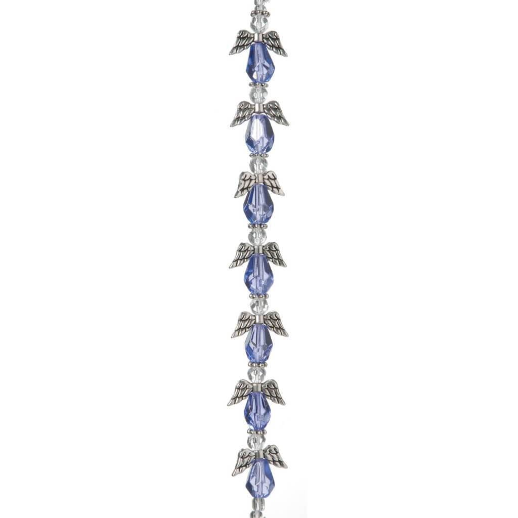 ANGEL WING BEAD STRAND SILVER SAPPHIRE 20MM 