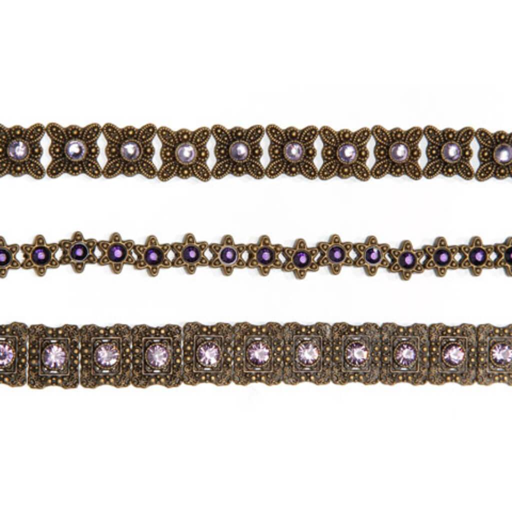 METAL SLIDER BEAD STRAND BRONZE FINISH PURPLE 