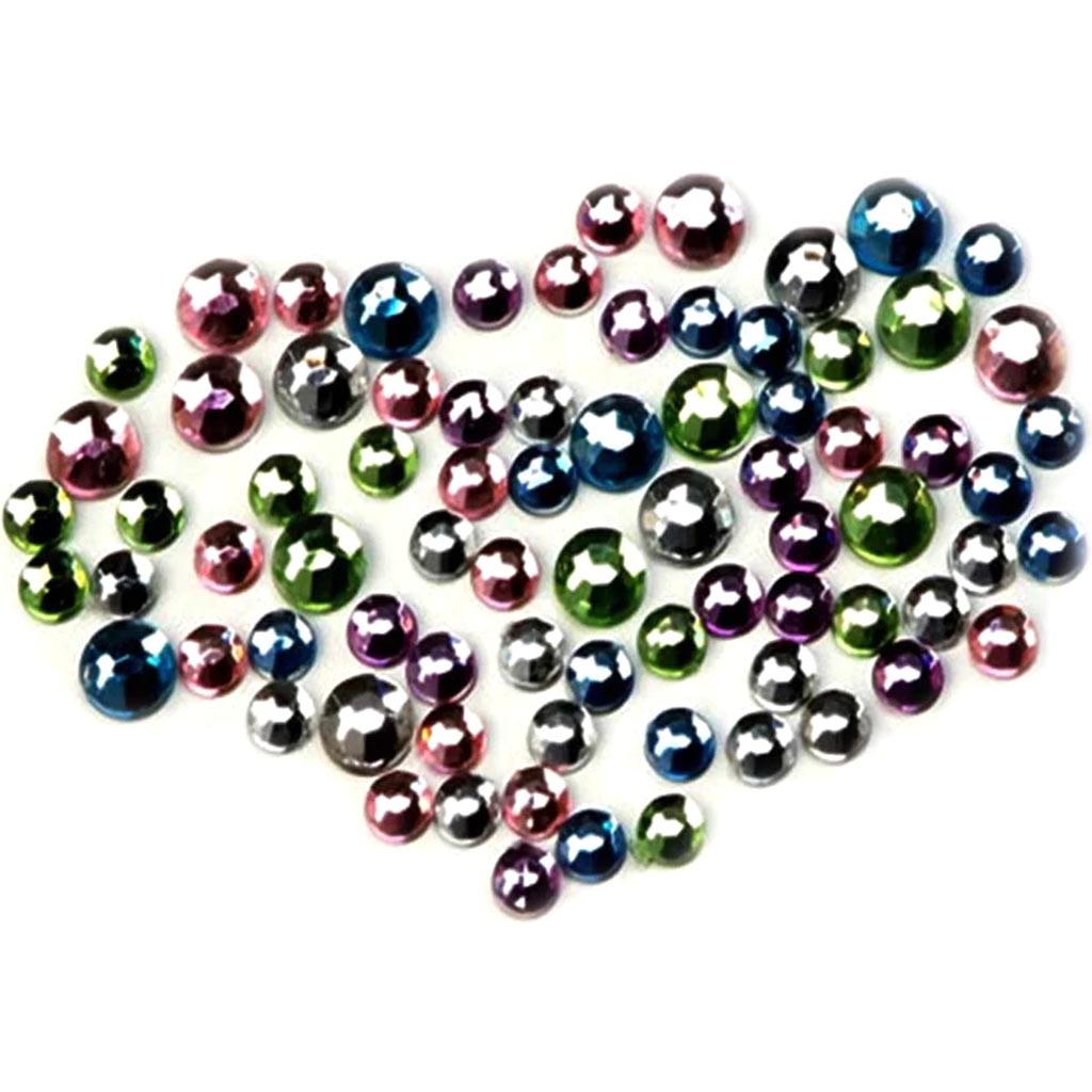 Rhinestones Assorted Pastel Colors Flat Back Round 