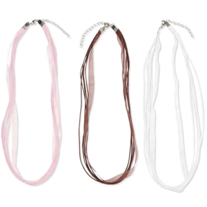 Ribbon Necklace Cord Black White, Pink 18 Inch 