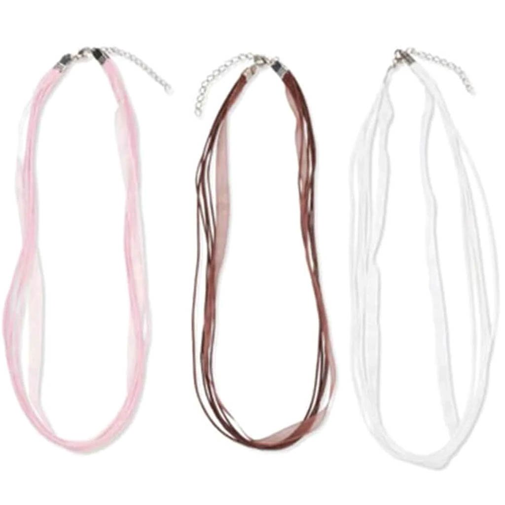 Ribbon Necklace Cord Black White, Pink 18 Inch 