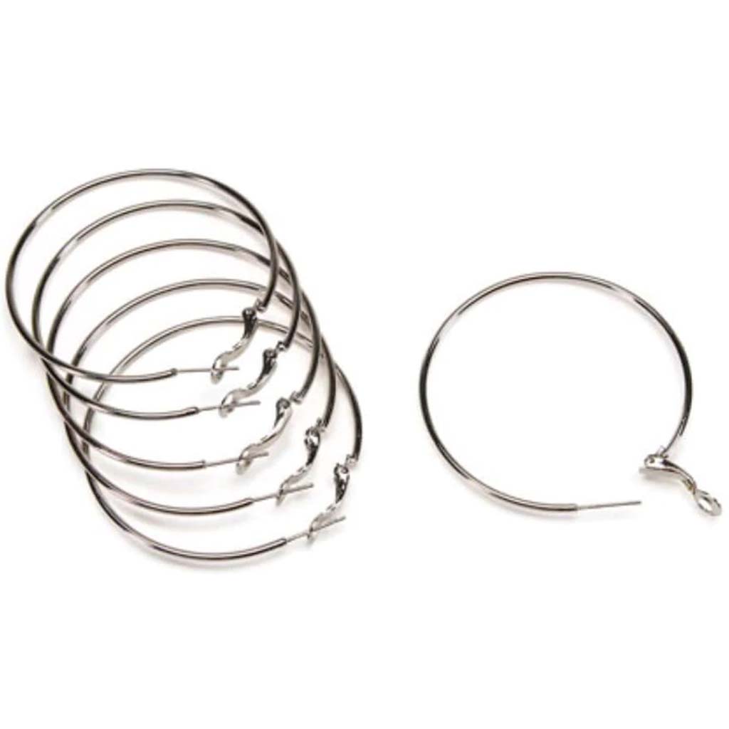 EARRINGS HOOP SILVER 50MM 