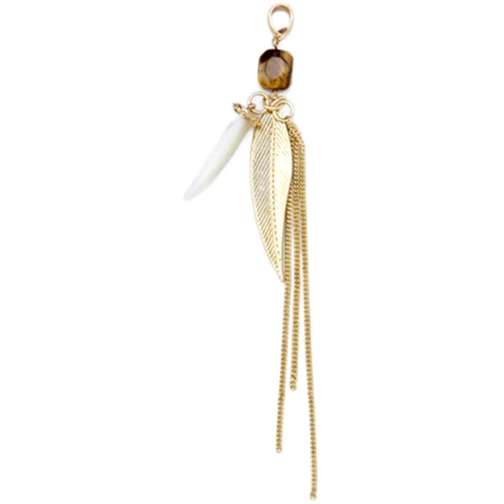 Jewelry Tassel Tiger Eye and Gold Leaf 