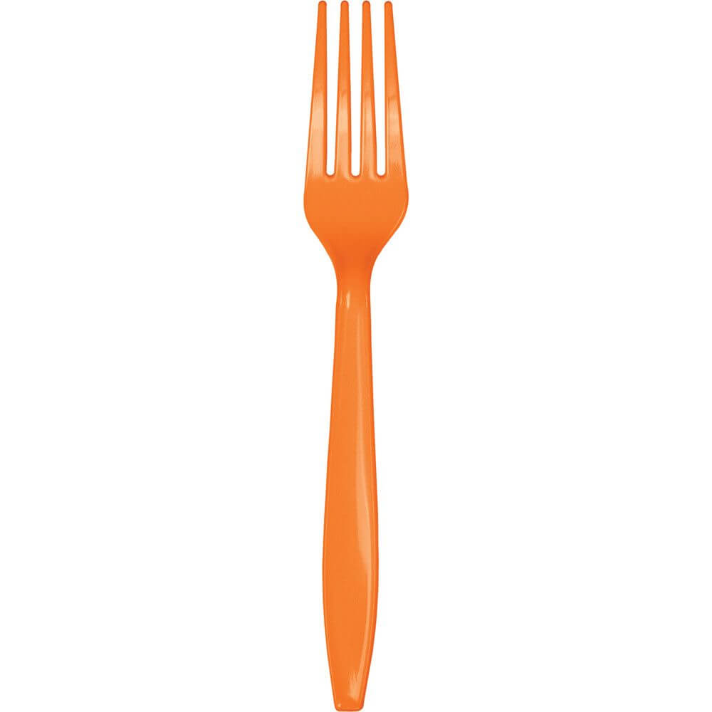 Premium Plastic Cutlery Fork 24ct, Sunkissed Orange 