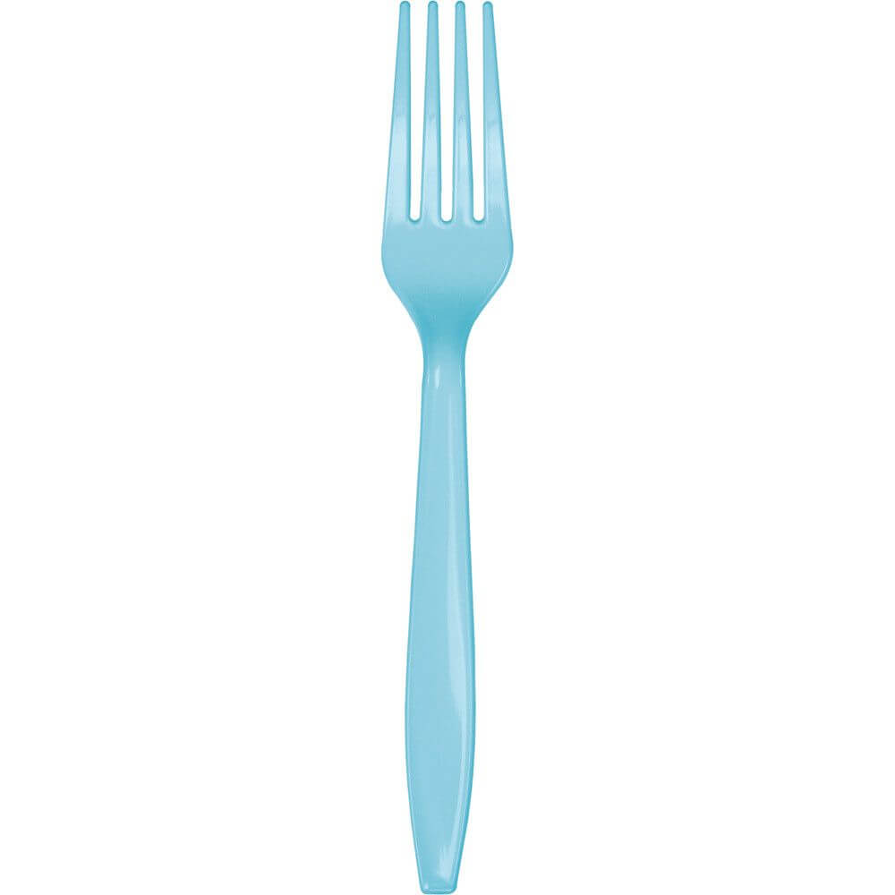 Premium Plastic Cutlery Fork 24ct, Pastel Blue 