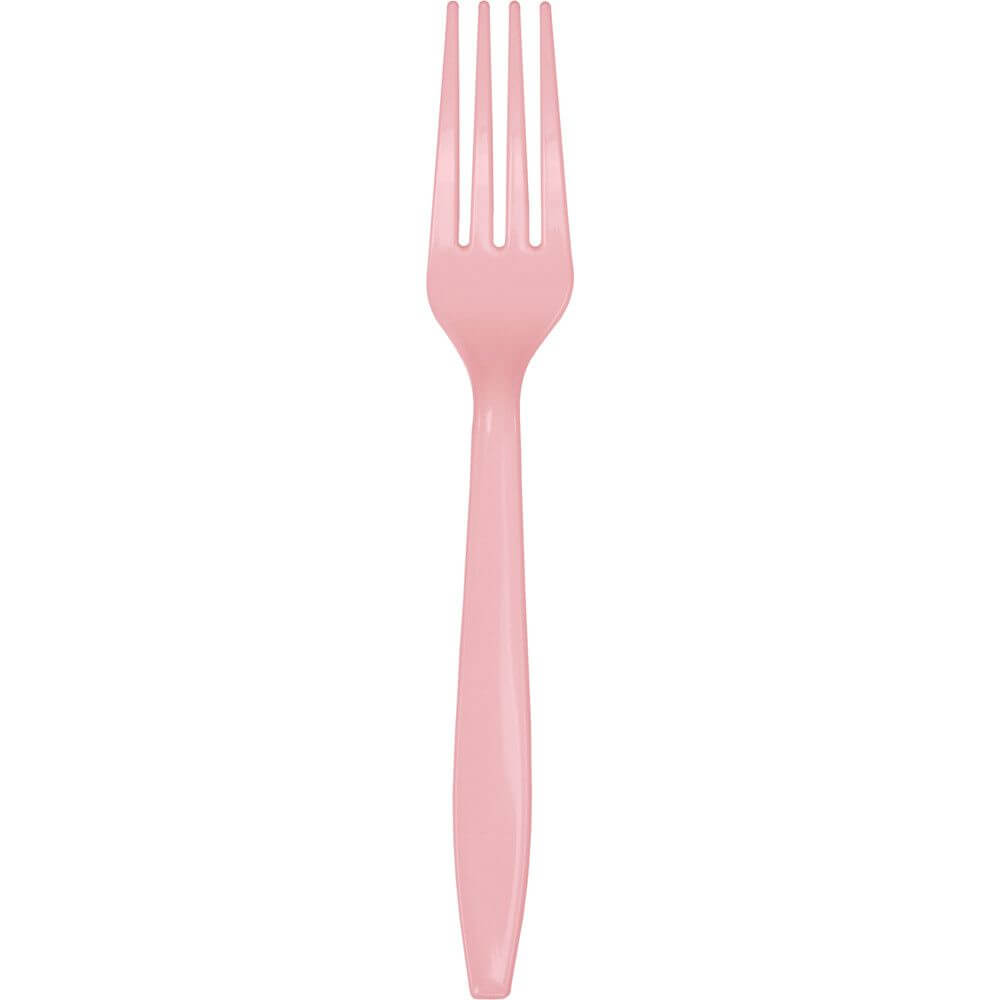 Premium Plastic Cutlery Fork 24ct, Classic Pink 