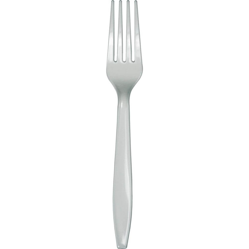 Shimmering Silver Premium Plastic Forks 24ct 