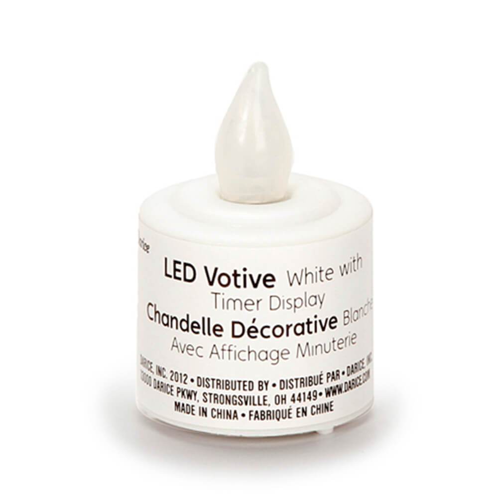 LED Votive Candle with Auto Timer Flicker Bulb White 1.5 x 2.25 inches 