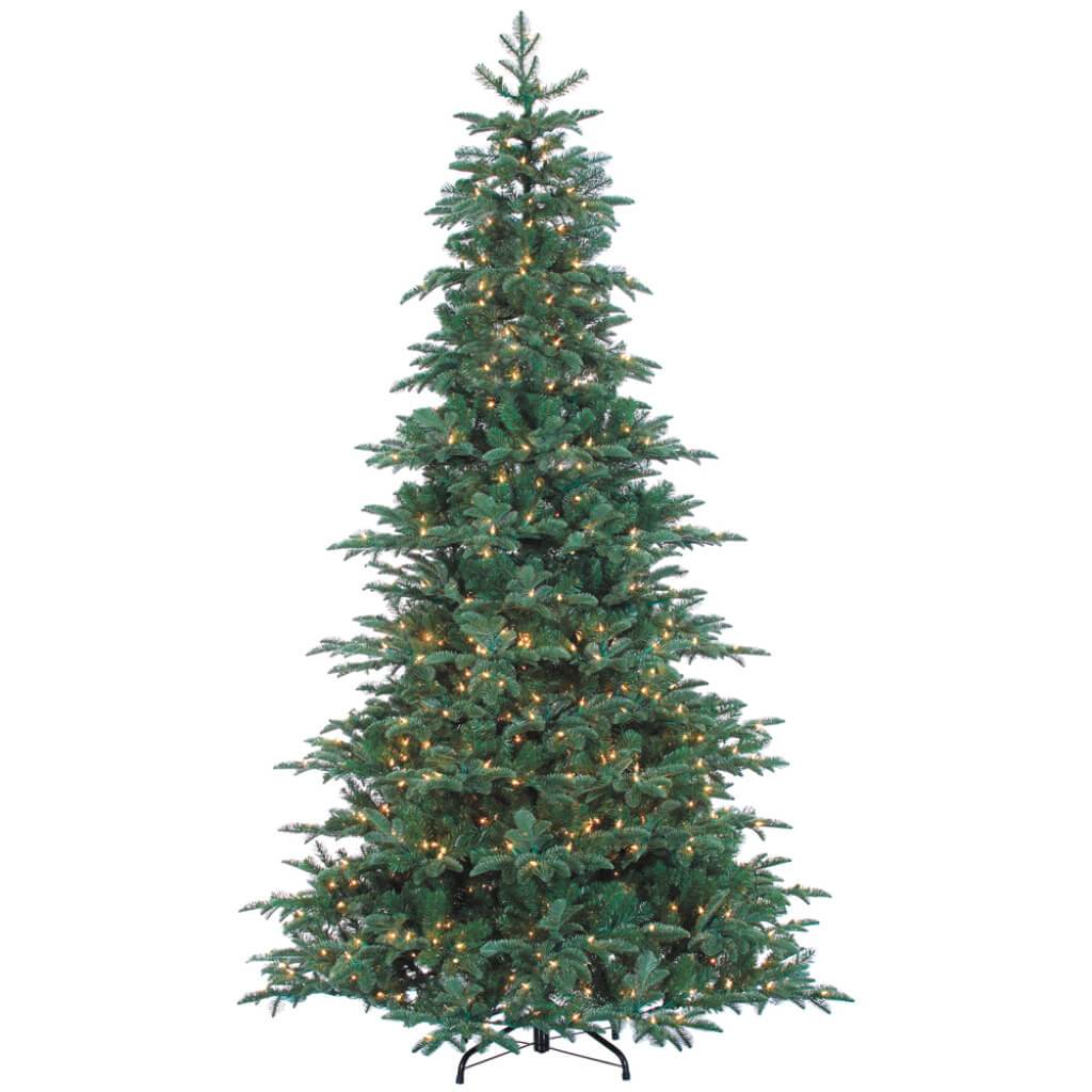 Blue Spruce Pine(PE) Tree x2691 w/1200 Smart Clear Lights on Metal Stand 