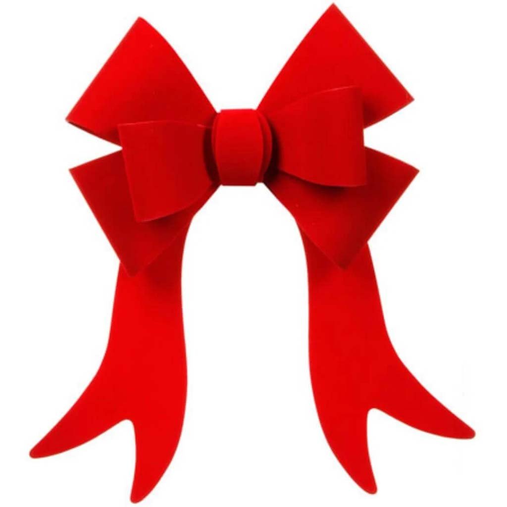 Stylized 6-Loop PVC Red Velvet Christmas Bow 10 x 13in 