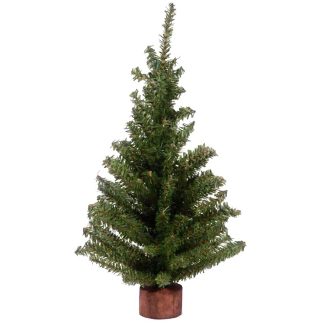 Canadian Pine Tree with Wood Look Base 124 Tips 18 inches 