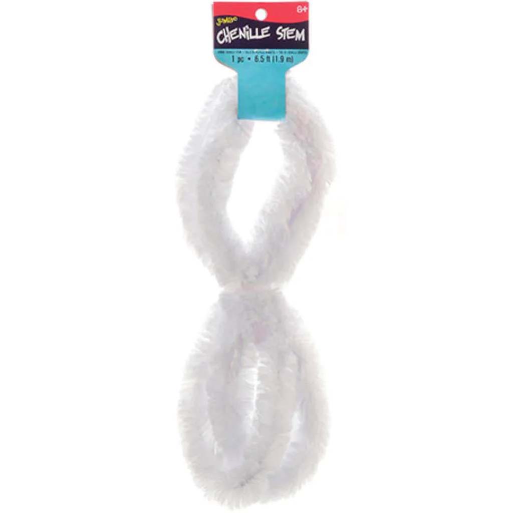 Jumbo Chenille Stem White 6.5 feet 