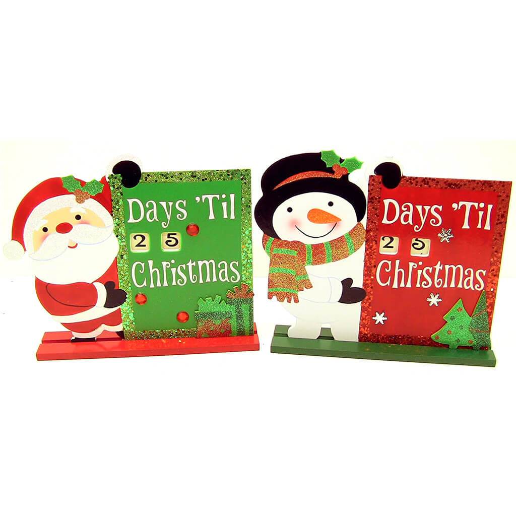 Christmas Santa and Snowman Wood Sign