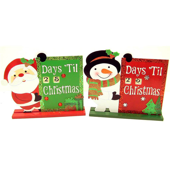 Christmas Santa and Snowman Wood Sign