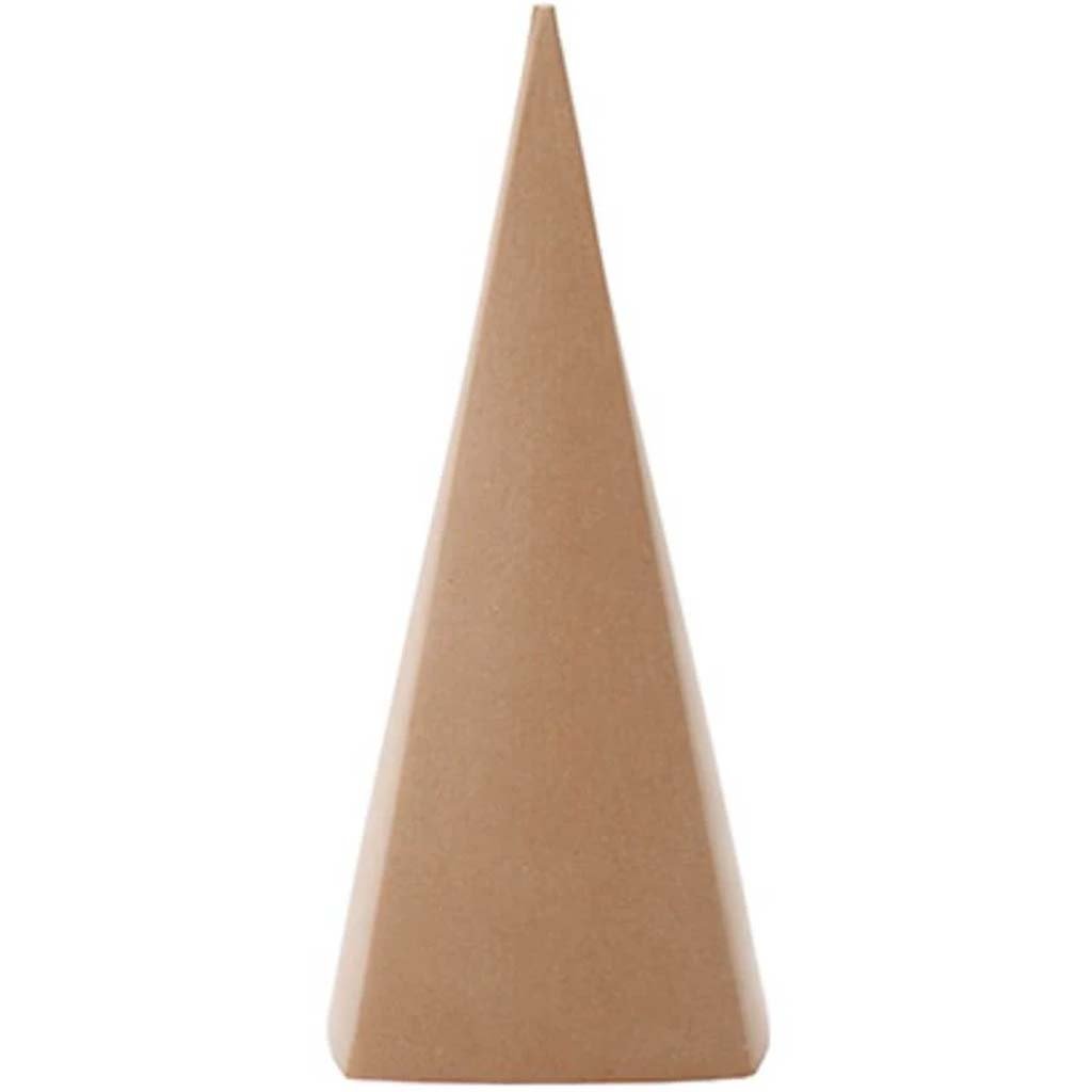 Small Paper Mache Triangle Cone 4 x 4 x 10.6 inches 