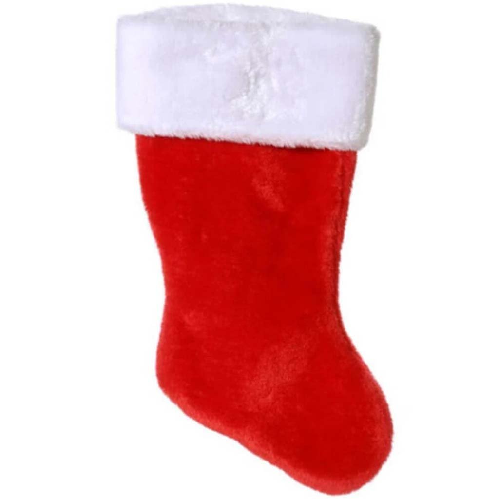 Classic Plush Red Christmas Stocking 8.5 x 18 inches 