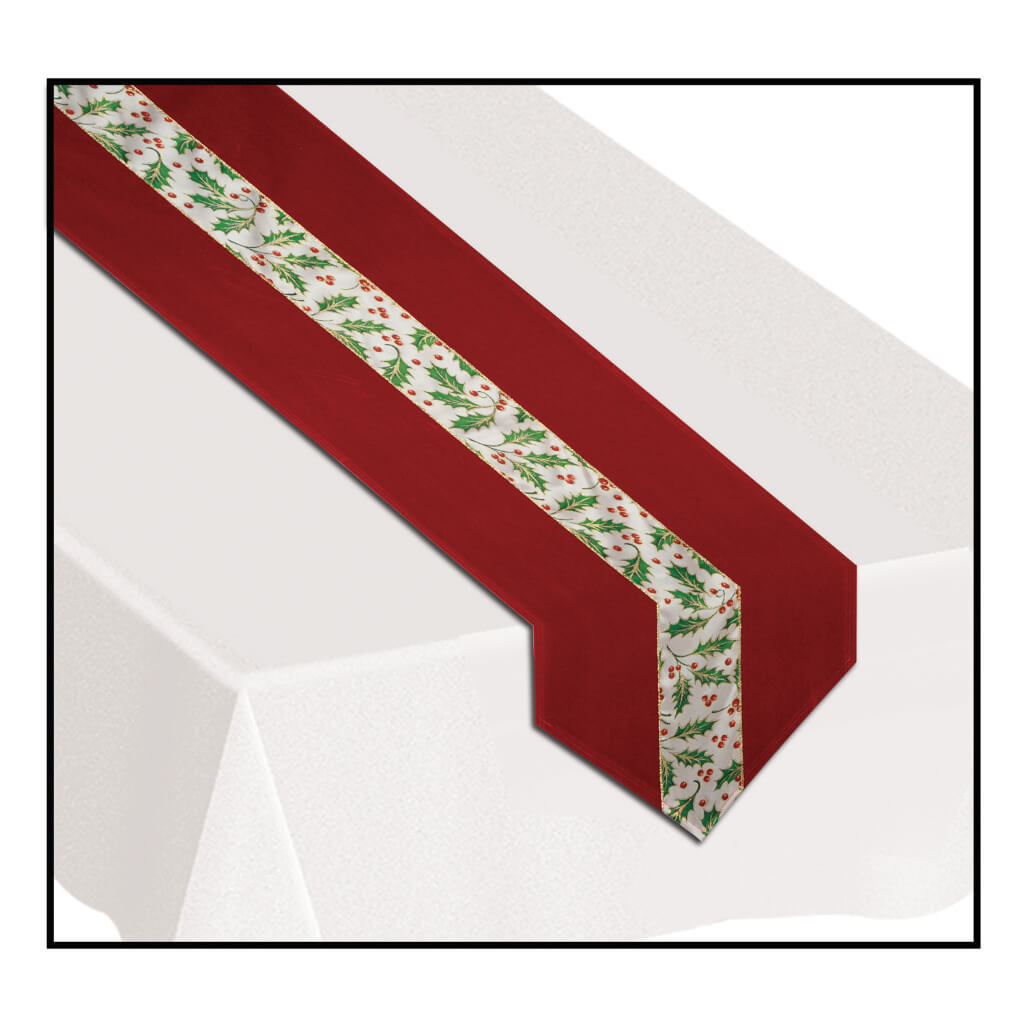 Christmas Holly Fabric Table Runner 