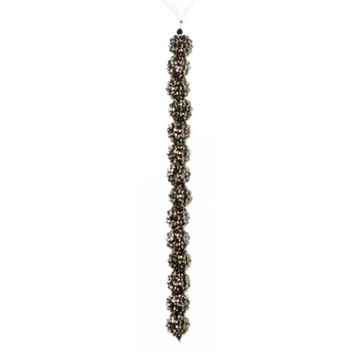 RESIN RHINESTONE BEAD STRAND HEMATITE 14MM 