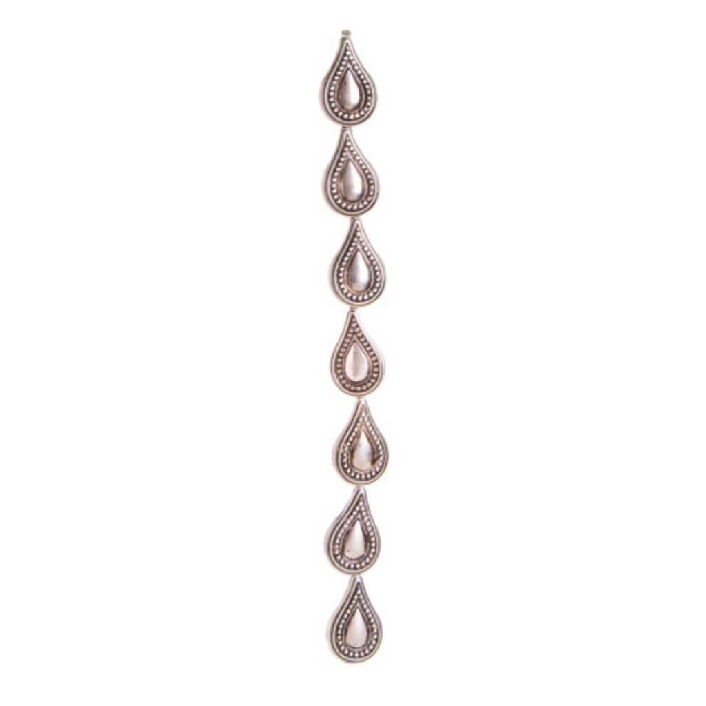 TEARDROP BEAD STRAND METTALIC SILVER 16X24MM 