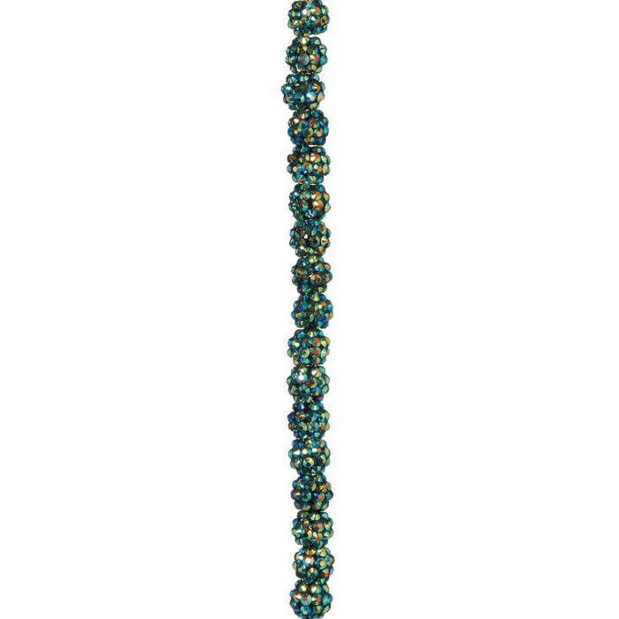 RESIN RHINESTONE BEADS DARK GREEN AB 12MM 