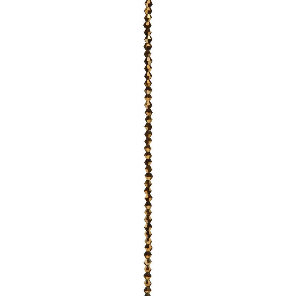 VENEZIA CRYSTAL BEAD STRAND BICONE GOLD 7IN 