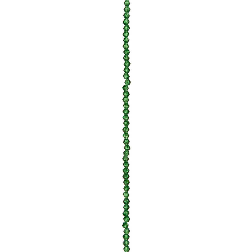 VENEZIA CRYSTAL BEAD STRAND BICONE EMERALD 4MM 7IN 