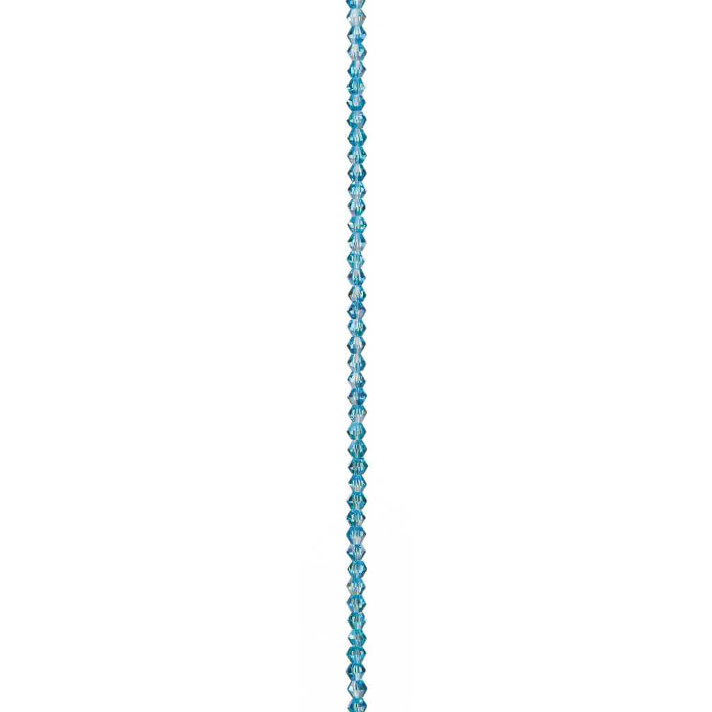 VENEZIA CRYSTAL BEAD STRAND BICONE AQUA AB 4MM 7IN 