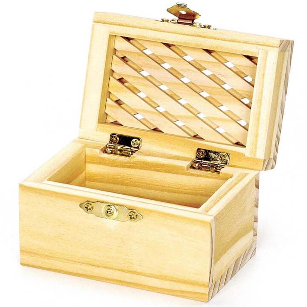 WOOD BOX HINGED W/ LATTICE TOP 