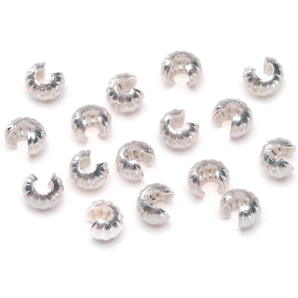 Crimp Cover Lines Silver Plated 4mm 16pc