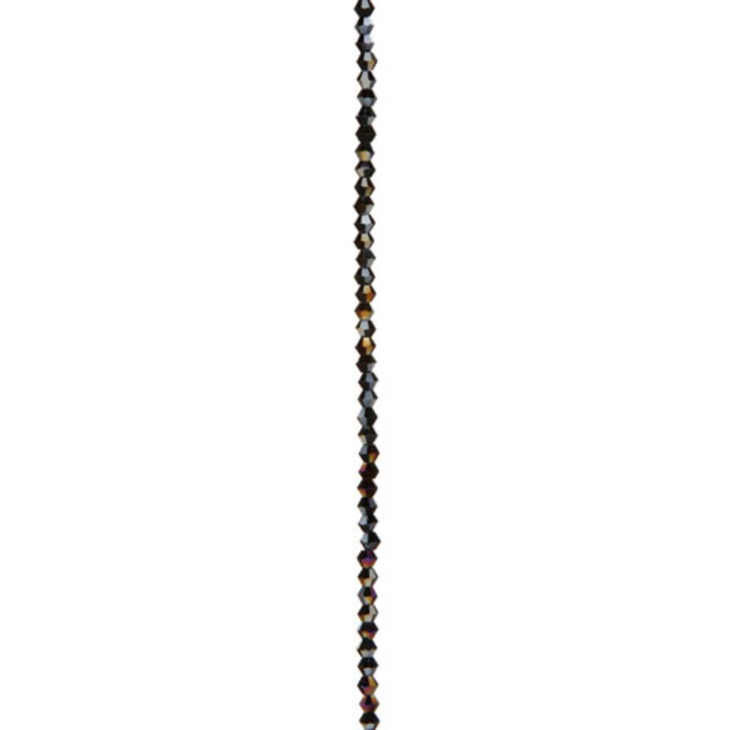 VENEZIA CRYSTAL BEAD STRAND BICONE JET BLACK AB 4MM 7IN 