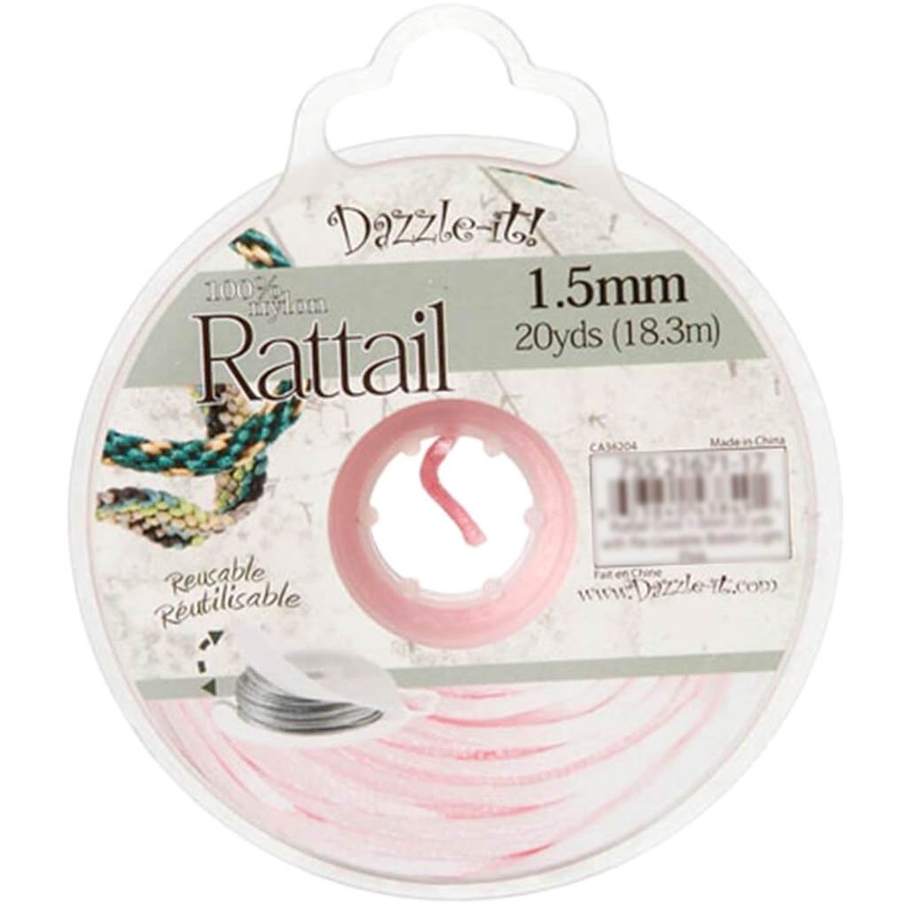 Dazzle-It! 1.5mm Rattail Nylon Cord Light Pink 20 yards 