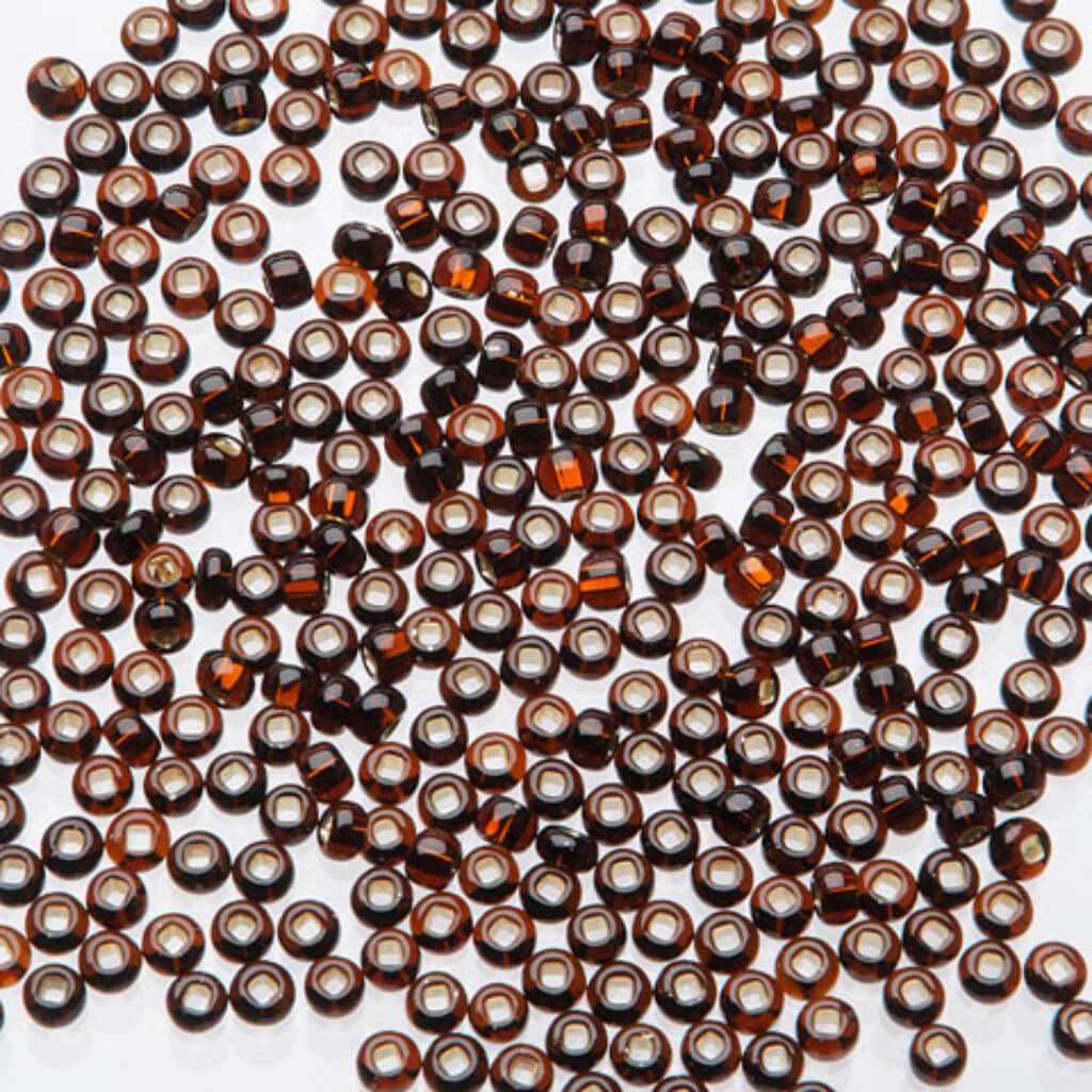 BEADS SIL-LINED CZ SEED BROWN 