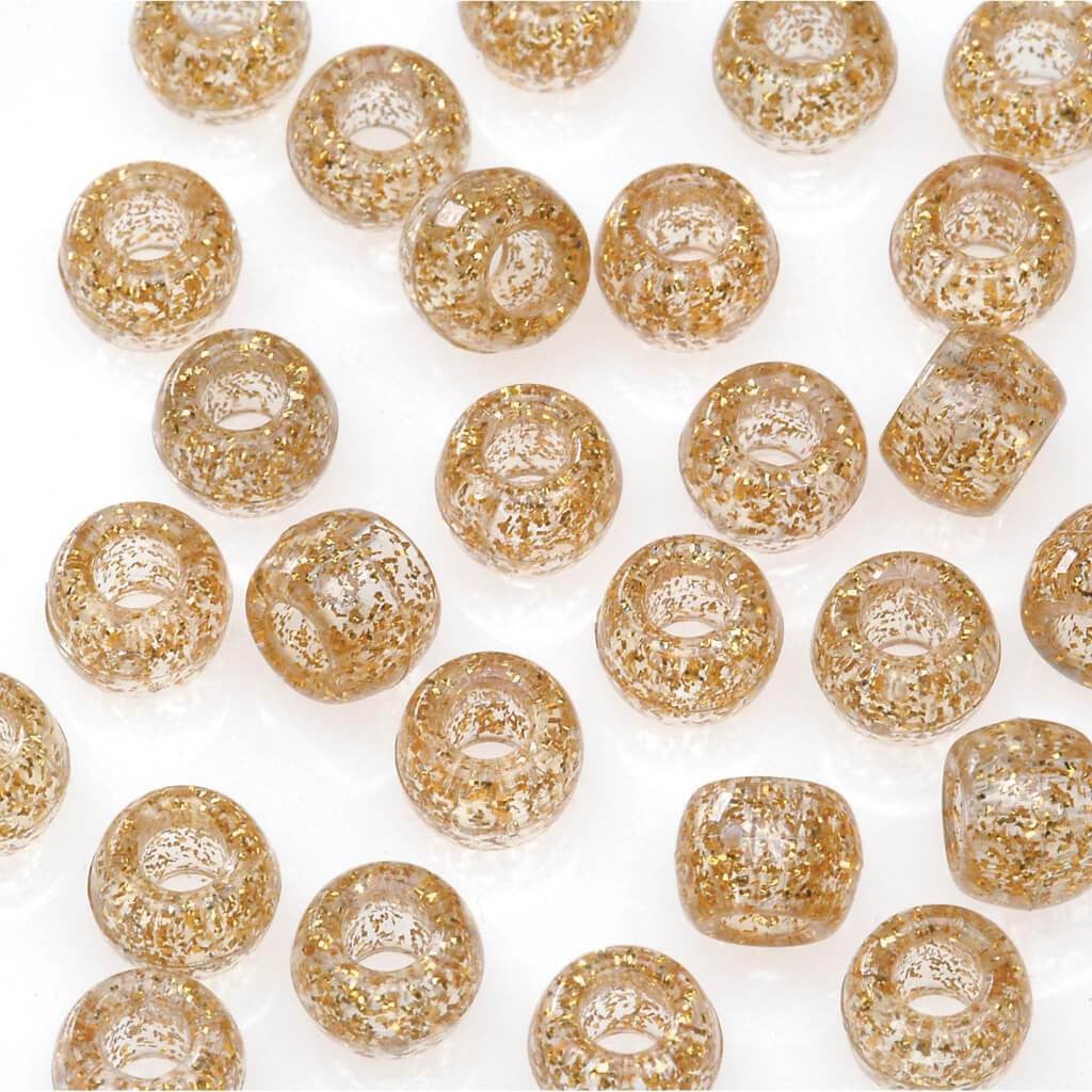 BEAD PONY GLITTER GOLD 6 X 9MM 