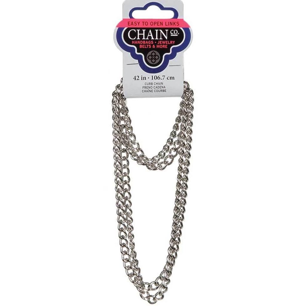 Curb Chain Imitation Rhodium Plated Steel 42in 4mm