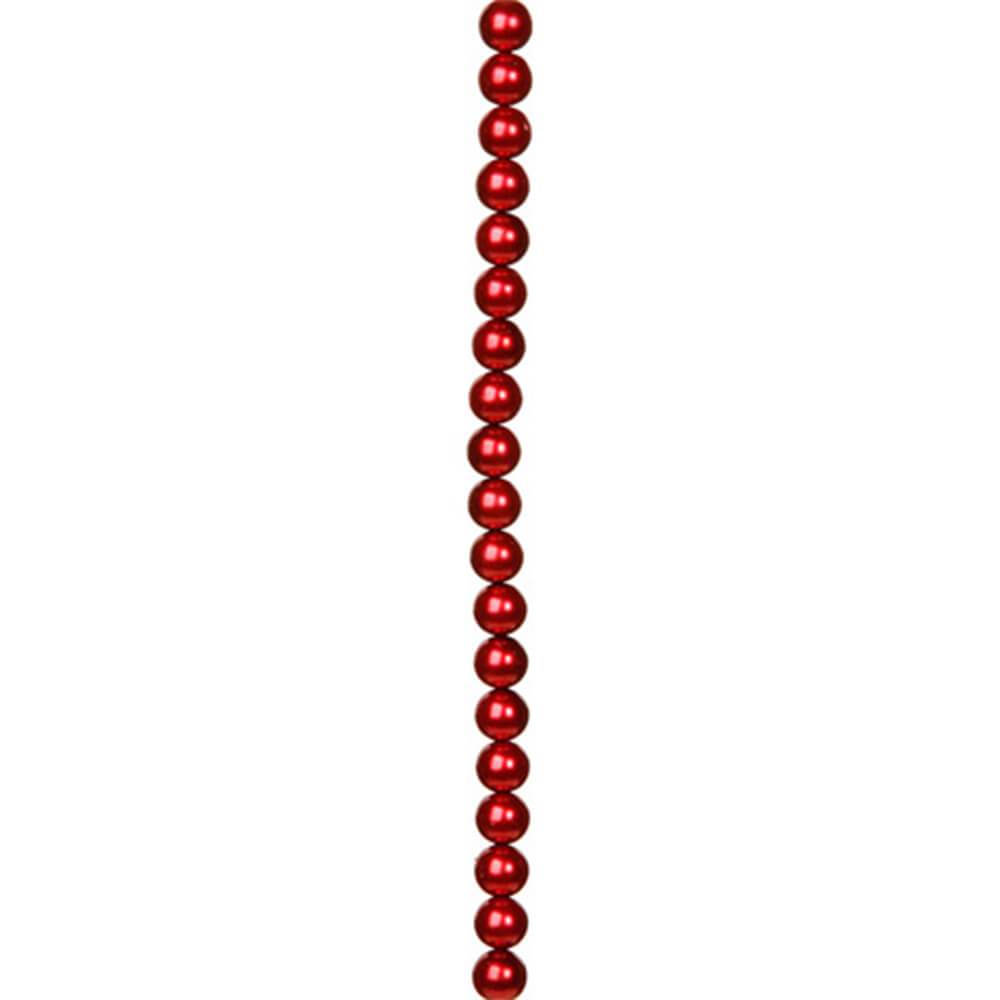 Glass Pearl Bead Strand Red 10mm Round Pearls 