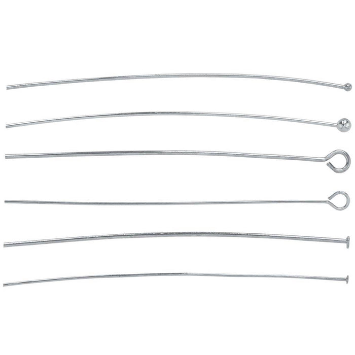 Head Pins Medium Ball Silver Plated 50mm 25pcs