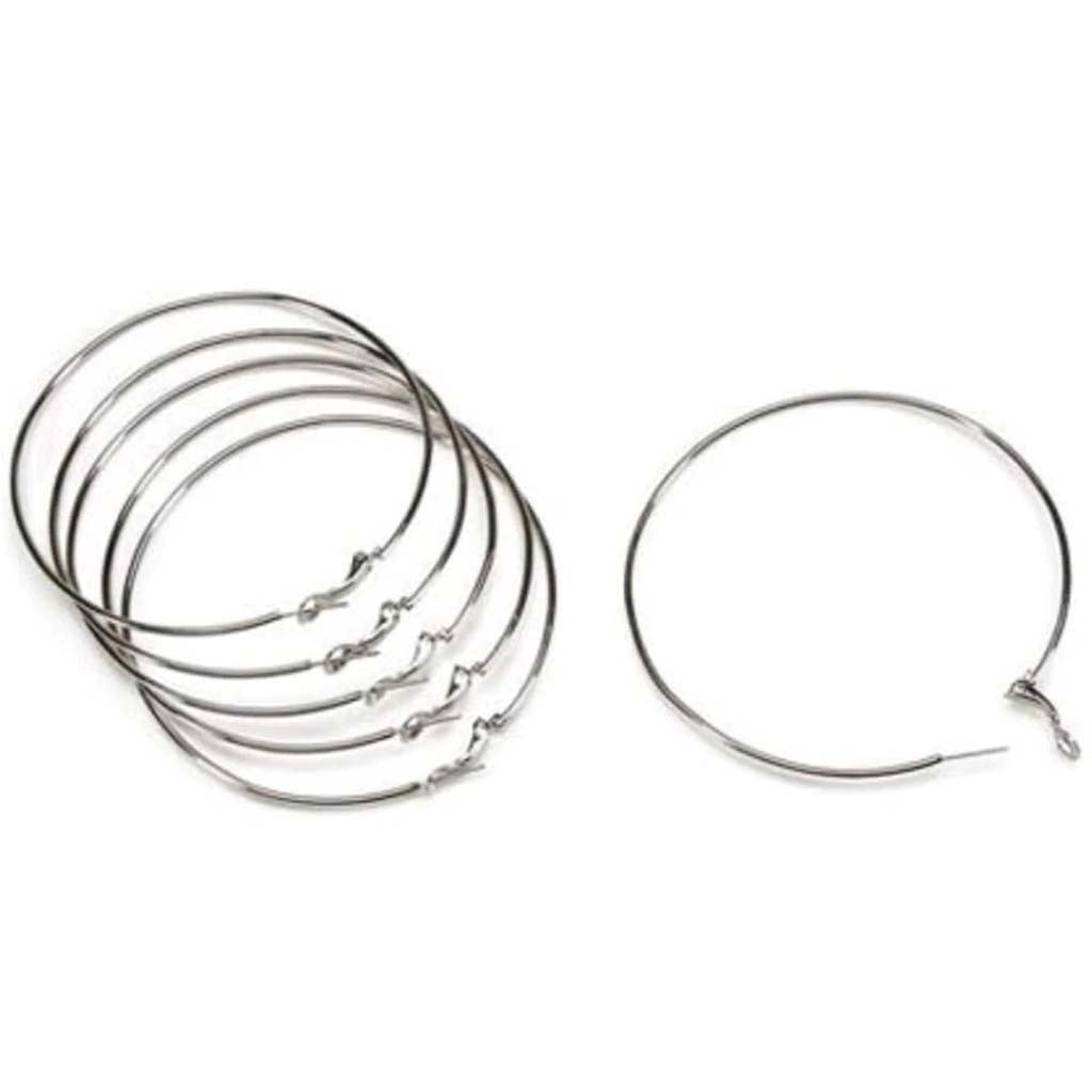 EARRING HOOP SILVER 75MM 