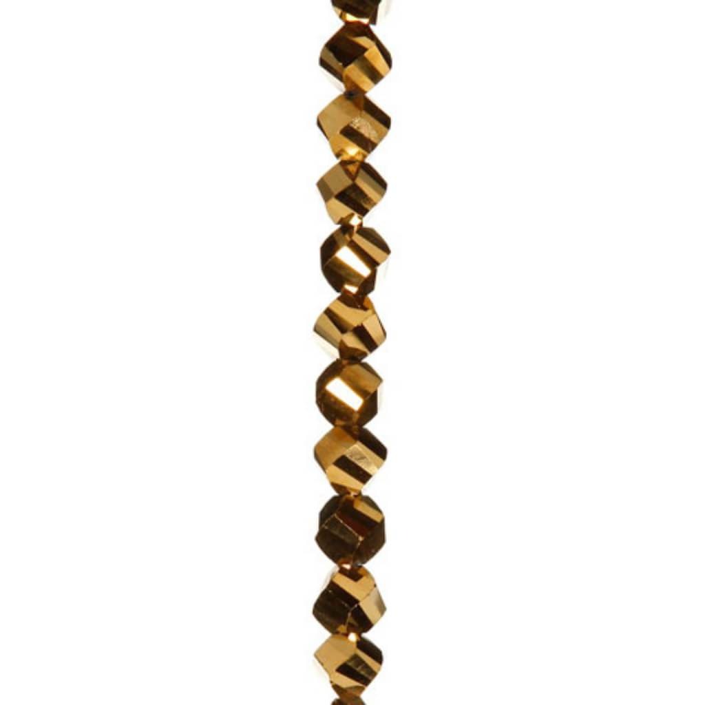 CRYSTAL BEAD STRAND FACETED SPIRAL GOLD 7IN 