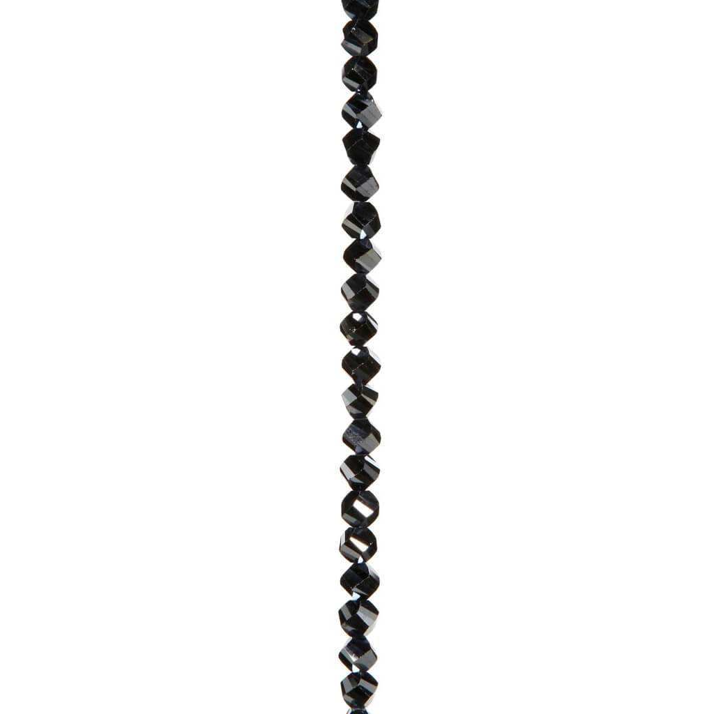 CRYSTAL BEAD STRAND FACETED SPIRAL JET BLACK 8MM 7IN 