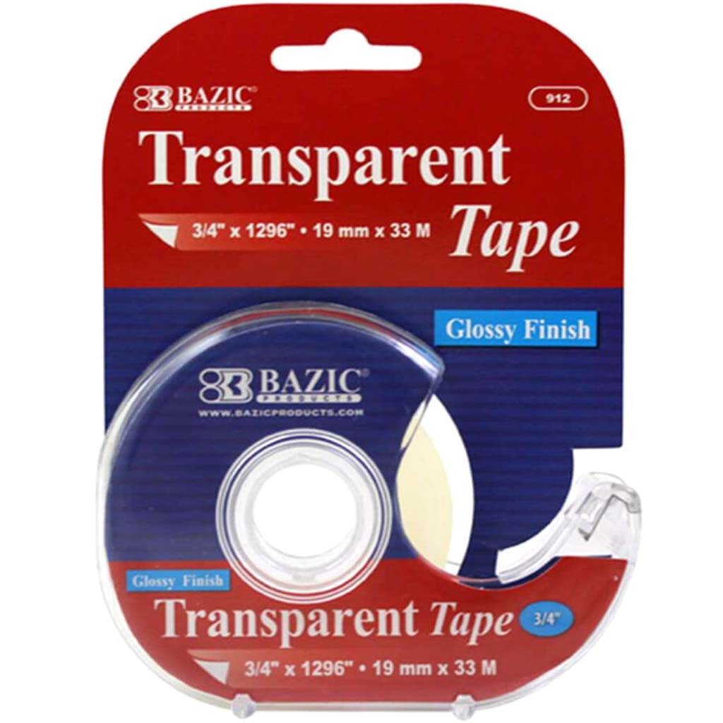 Transparent Tape with Dispenser 3/4in x 1296in 