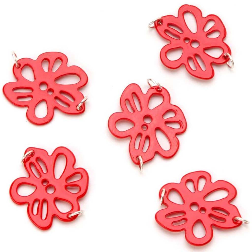 CONNECTORS RED FLOWER 20X22MM 