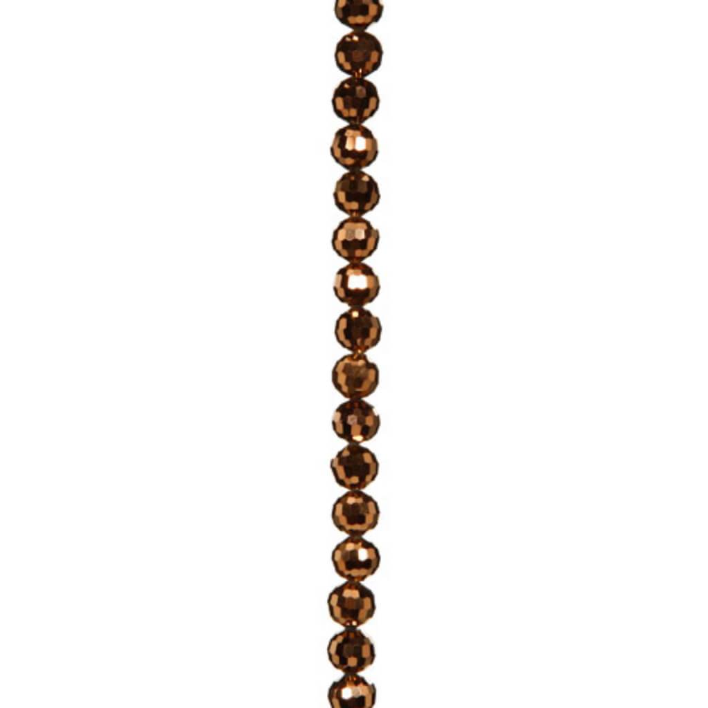 CRYSTAL BEAD STRAND FACETED ROUND COPPER 