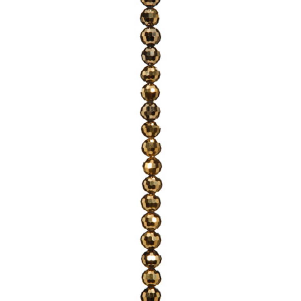 CRYSTAL BEAD STRAND FACETED ROUND GOLD 