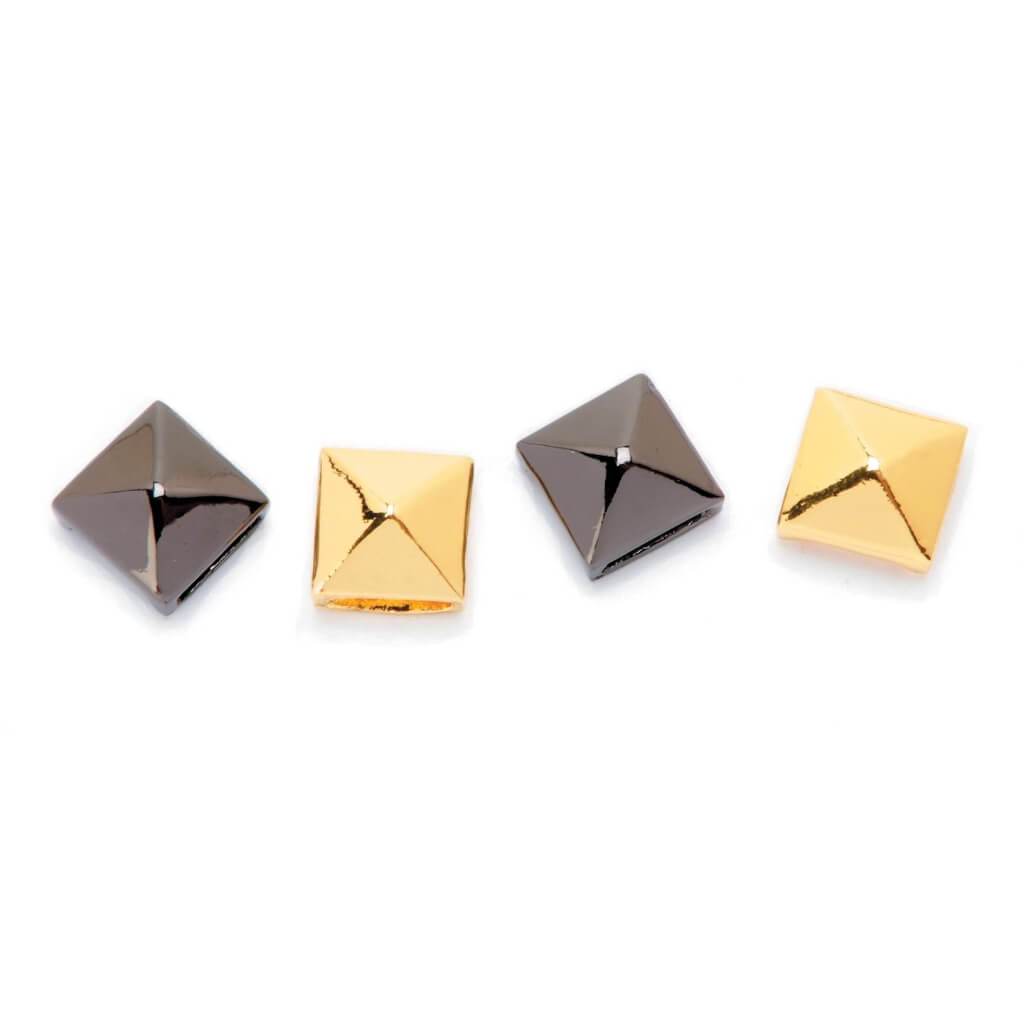 METAL PYRAMID STUD SLIDERS GOLD &amp; HEMATITE 