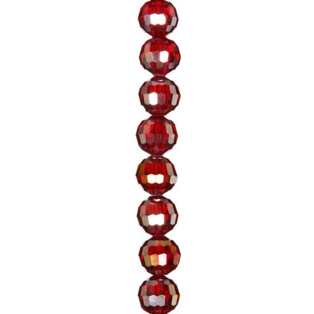 CRYSTAL BEAD STRAND FACETED ROUND LIGHT SIAM 