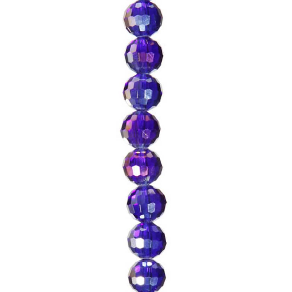 CRYSTAL BEAD STRAND FACETED ROUND SAPPHIRE AB 7IN 