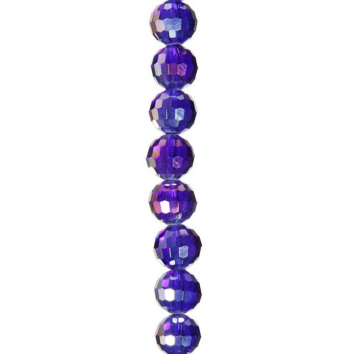 CRYSTAL BEAD STRAND FACETED ROUND SAPPHIRE AB 7IN 